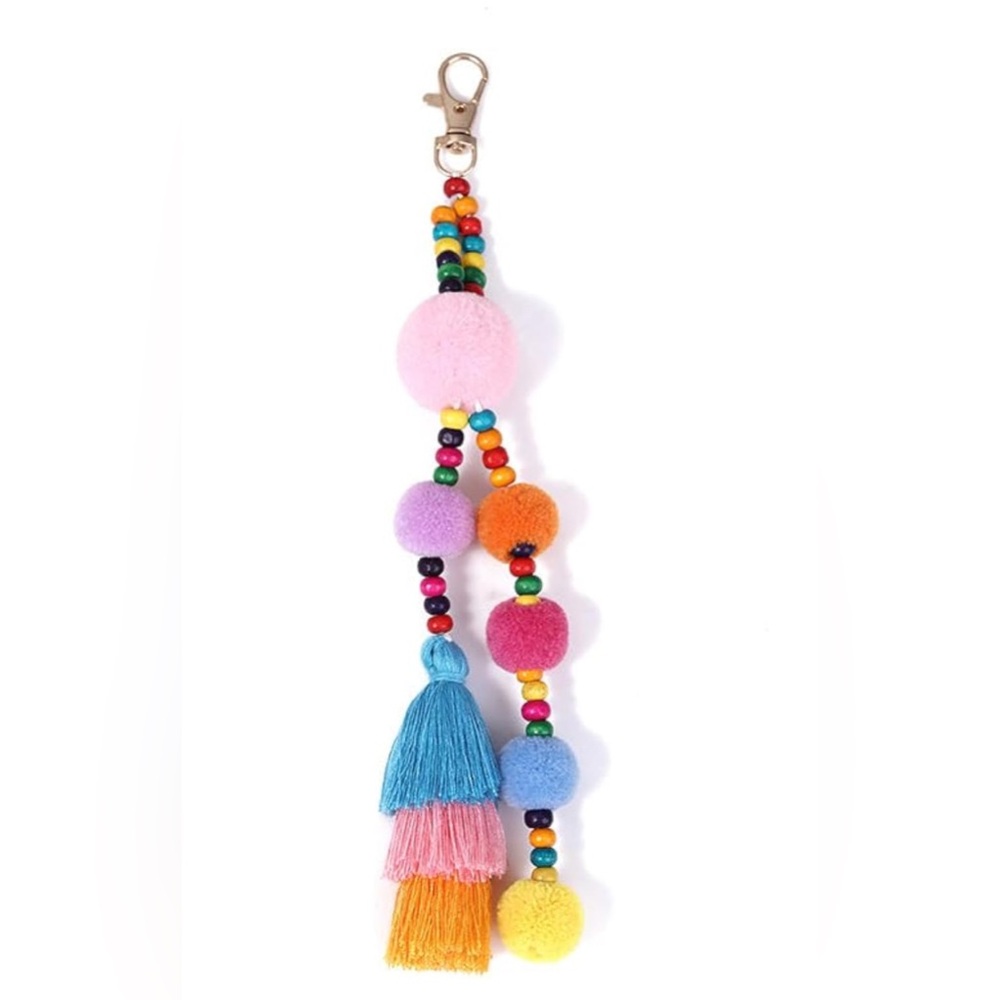 NWT Boho Pom Pom Tassel Bag Charm